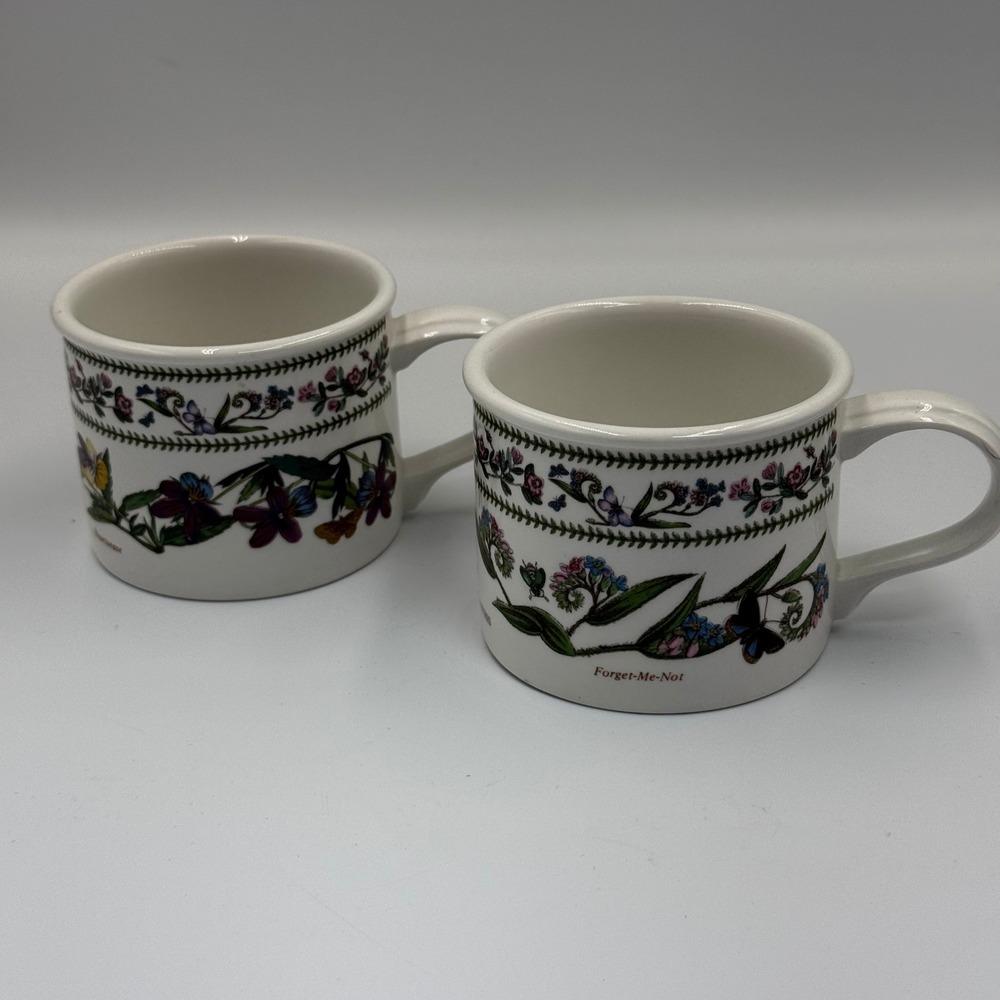 Set of 2 Portmeirion Botanic Garden Variations Cups Forget-Me-Not Heartsease